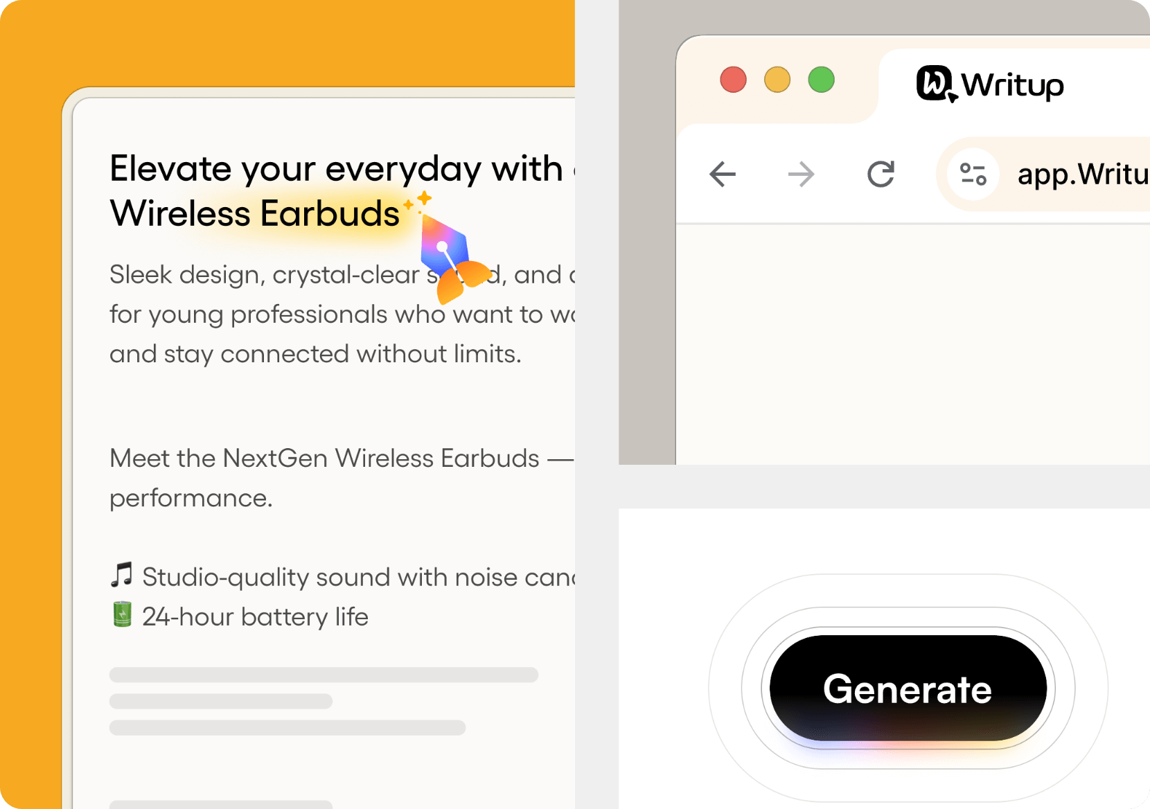 Writup AI marketing platform dashboard
